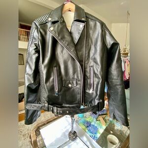 Elegant Black Faux Leather jacket